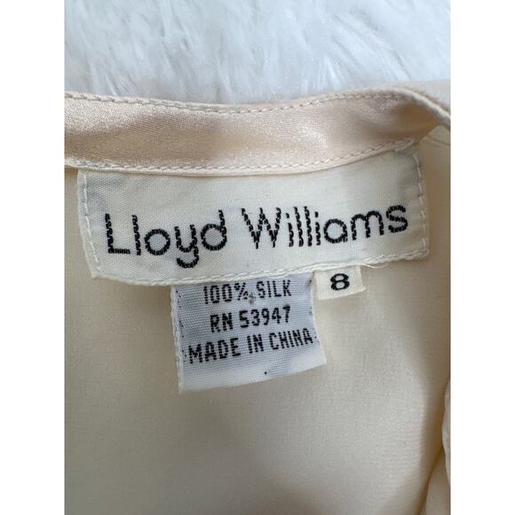 Vintage Lloyd Williams Silk cream blouse beaded sequin draped cowl neck medium - Picture 13 of 14